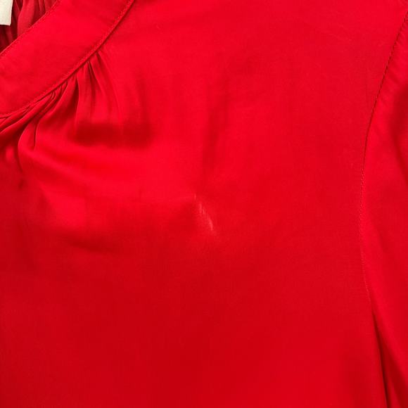ZADIG AND VOLTAIRE Tink Satin Shirt Womens Medium Red Long Sleeve Split Neck Top - Picture 11 of 16